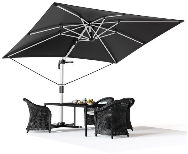 HOMALL Sonnenschirm 300x400 cm Ampelschirm mit Ständer, 360 Grad drehbar, UV-Schutz 50+, 300*400CM, φ330CM, 270*270CM, Gewicht 18-28KG, faltbar, geeignet für Garten, Terrasse, Schwimmbad
