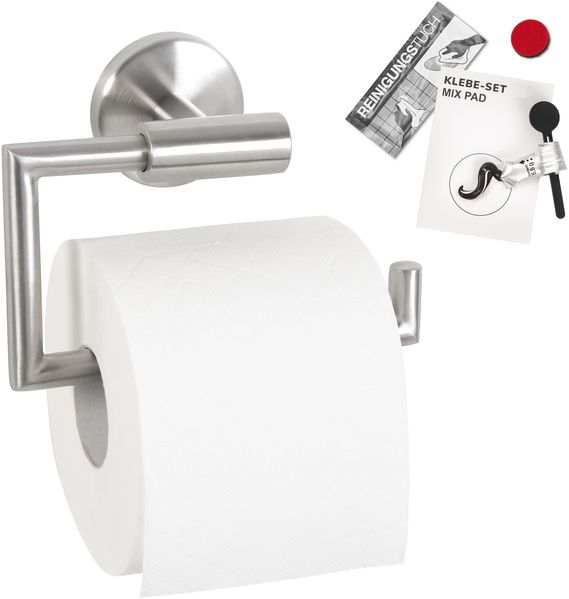 Bad-Serie PIAZZA - Toilettenpapierhalter inkl. Klebeset, aus Edelstahl matt