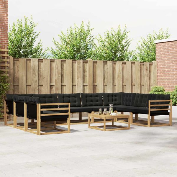 vidaXL Outdoor-Sofagarnitur mit Kissen 10 pcs Weiß und Schwarz 3389082