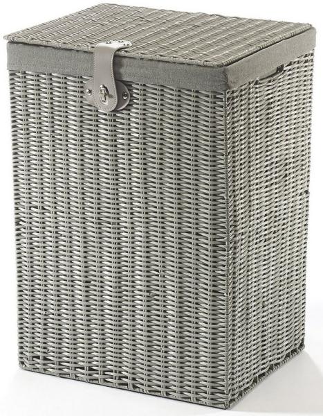 Kobolo Wäschekorb Wäschebehälter aus Kunststoff - grau - mit Textil