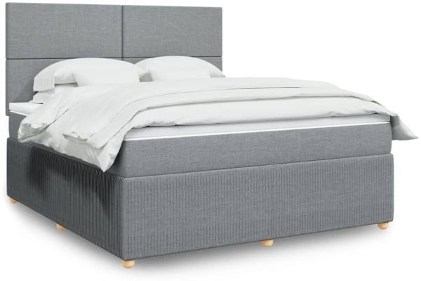 vidaXL Boxspringbett mit Matratze Hellgrau 180x200 cm Stoff 3294428