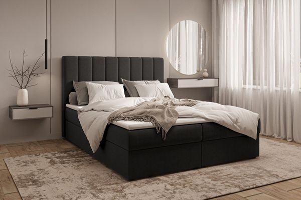MOEBLO Boxspringbett Bett 01 (Bonell, Topper, Doppelbett gepolstertes Kopfteil mit Bettkasten Boxspringbett, aus Samt, Polsterbett Kontinentalbett, dekorativem Kopfteil), Boxspring, - (BxHxT):143/163/183x113x214 cm