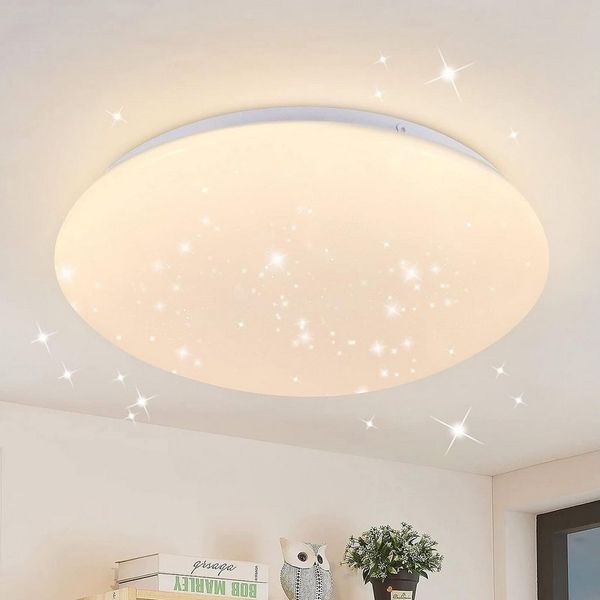 ZMH LED Deckenleuchte Rund – Moderne Deckenlampe für Wohnzimmer Schlafzimmer Flur, 3000K, LED fest integriert, Warmweiß, Sternhimmel 18w