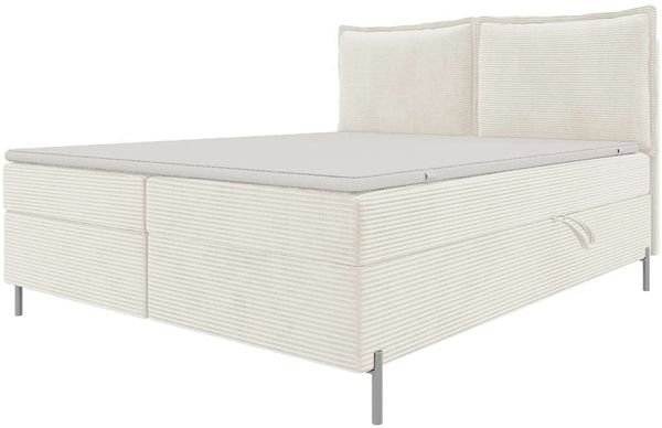 Boxspringbett Elysio - Cordstoff - creme - 160x200 cm
