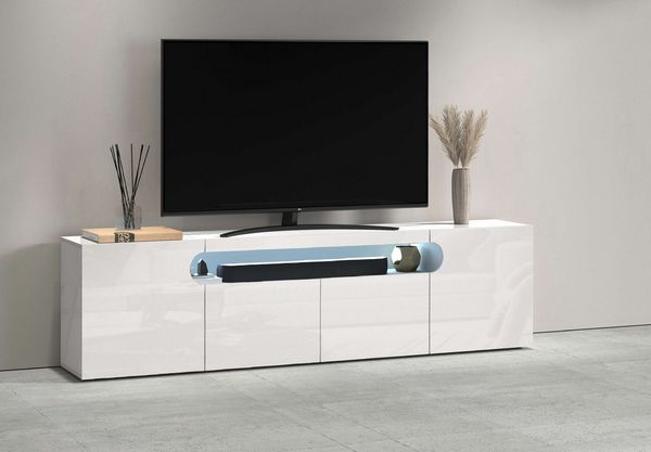 OTTO home Lowboard REAL,Lowboard,TV-Kommode,TV-Möbel,TV-Bank (1 St), Mit 4 Türen, davon 2 abgerundet, die ein ovales offenes Fach bilden