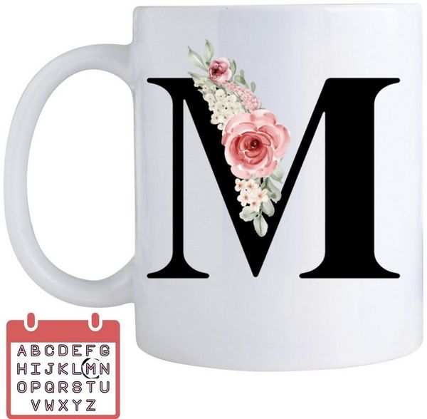 Giftandprint Tasse personalisiert mit Anfangsbuchstabe Monogramm Geburtstag Geschenk Frau, Geschenke für Frauen, Spülmaschinengeeignet, Mit Geschenkbox