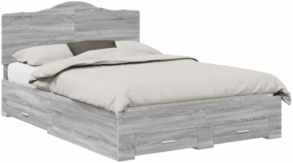 vidaXL Bettrahmen Graues Sonoma 150 x 200 cm Holzwerkstoff 3413592