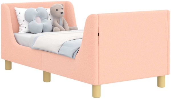vidaXL Kinderbettgestell mit Kopfteil Rosa 70 x 140 cm Schafstoff 42010845