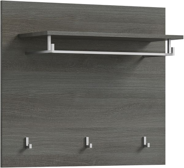 Garderobenpaneel >Salsa< in Rauchsilber / Weiß Hochglanz - 80x70x27cm (BxHxT)