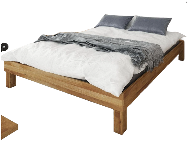 Bett Ringo 2 Sonderlänge 180x220 Wildeiche massiv ohne Kopfteil mit Holzbeinen