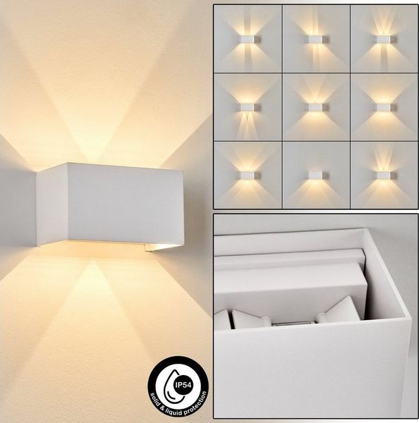 hofstein Außen-Wandleuchte Wandlampe aus Metall in Weiß, LED fest integriert, 3000 Kelvin, Wandleuchte Up&Down Effekt, Außenleuchte, LED 12 Watt, 700 Lumen, IP54