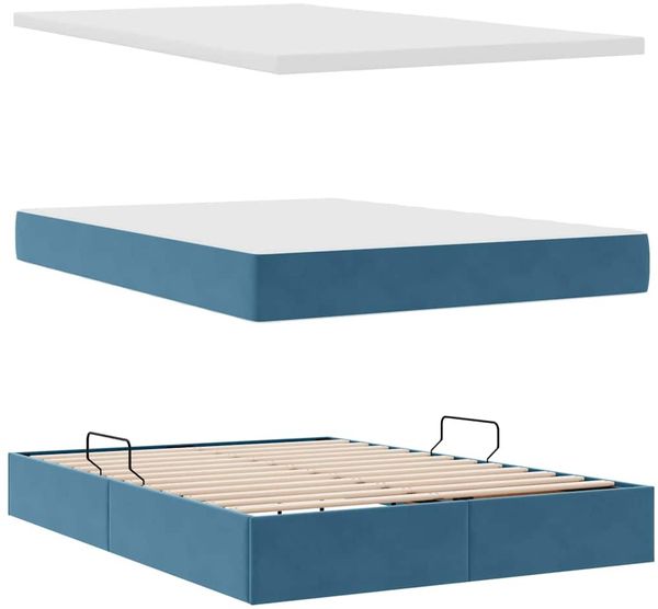 vidaXL LED-Speicherbett mit Matratze Dunkelblau 140 x 200 cm Samt 3371461 Bild 9