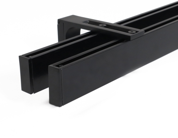 Deco-Raum® 2-lauf Gardinenschiene Innenlauf Loft | Größe: 370cm | Material: Aluminium | Farbe: Schwarz