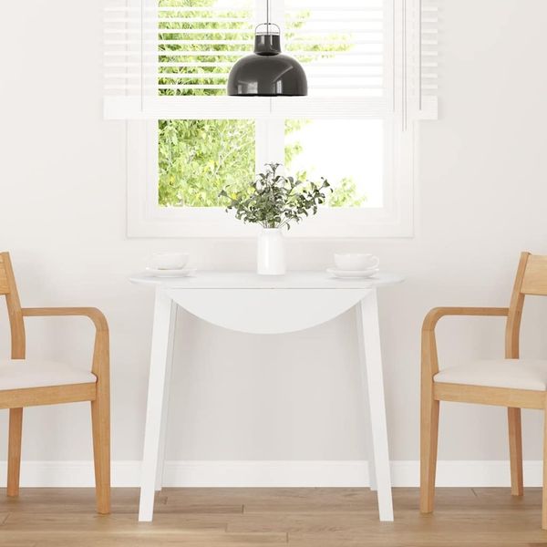 vidaXL Esstisch Weiß Massivholz Gummibaumholz 4102529