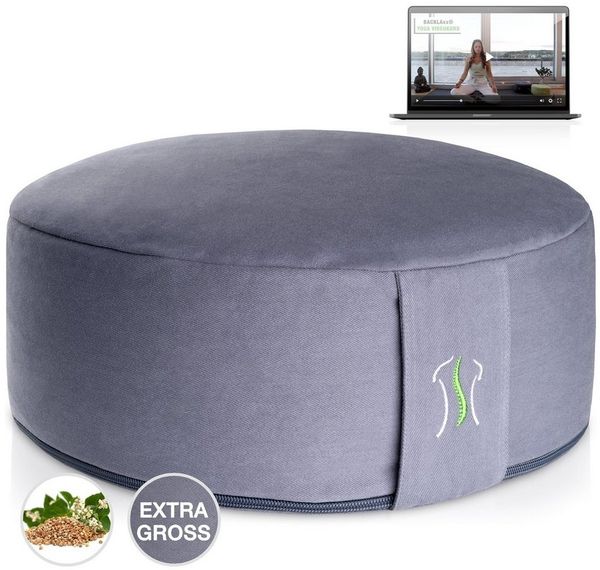 BACKLAxx® Meditationskissen rund 35 cm XL – Yoga Kissen mit formstabiler Buchweizenfüllung, für Meditation & Entspannung – Sitzkissen