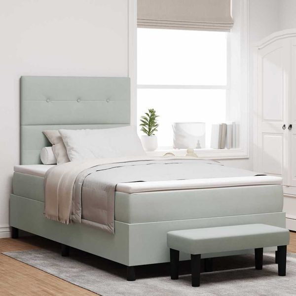 vidaXL Boxspringbett mit Kopfteil Hellgrau 200 x 120 cm Samt 3344504
