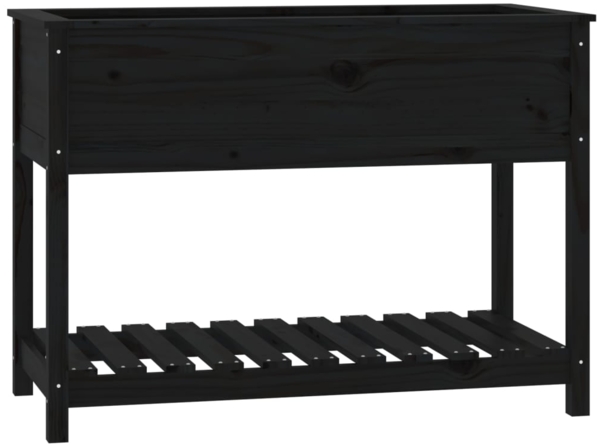 vidaXL Pflanzkübel mit Ablage Schwarz 111,5x54x81 cm Massivholz Kiefer 823791