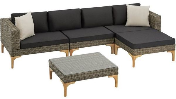 tectake Loungeset Rattan Lounge, (Set, 5-tlg), mit Aluminiumgestell Bild 4