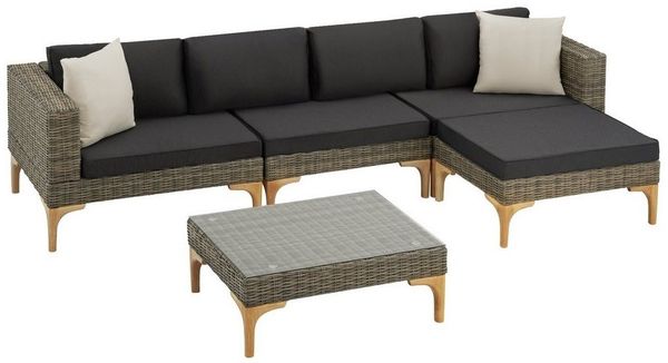 tectake Loungeset Rattan Lounge, (Set, 5-tlg), mit Aluminiumgestell Bild 5