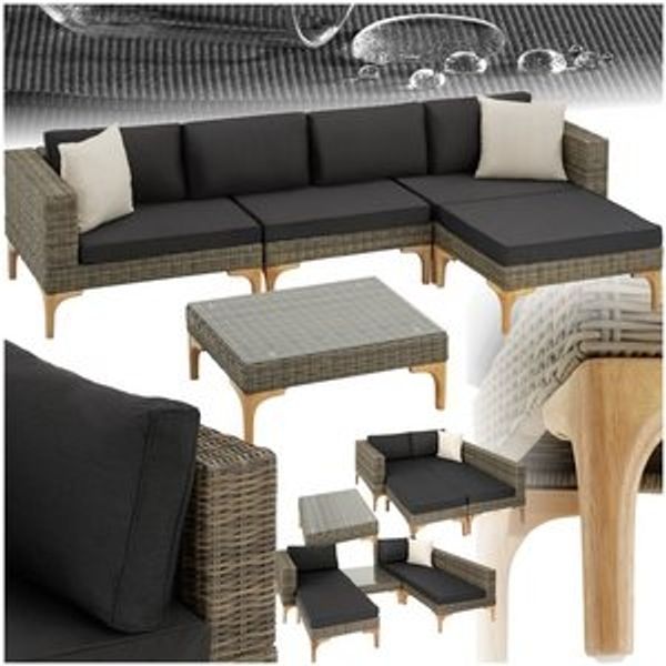 tectake Loungeset Rattan Lounge, (Set, 5-tlg), mit Aluminiumgestell Bild 6