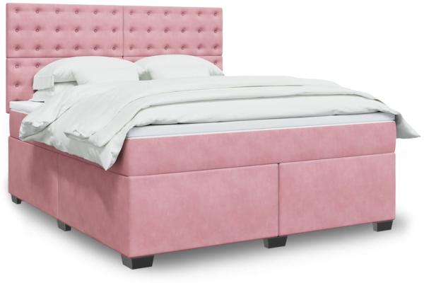 vidaXL Boxspringbett mit Matratze Rosa 180x200 cm Samt 3290995