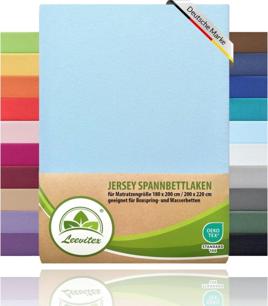 leevitex® Spannbettlaken für Boxspringbetten & Wasserbetten - Spannbetttuch 170 g/m², Gummizug: rundum, 100% Mako-Baumwolle, sehr robust, 180x200 – 200x220 cm + 40 cm Steg Bild 5