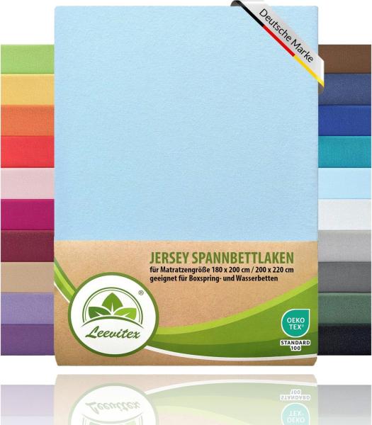 leevitex® Spannbettlaken für Boxspringbetten & Wasserbetten - Spannbetttuch 170 g/m², Gummizug: rundum, 100% Mako-Baumwolle, sehr robust, 180x200 – 200x220 cm + 40 cm Steg