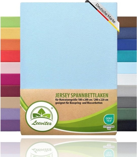 leevitex® Spannbettlaken für Boxspringbetten & Wasserbetten - Spannbetttuch 170 g/m², Gummizug: rundum, 100% Mako-Baumwolle, sehr robust, 180x200 – 200x220 cm + 40 cm Steg Bild 4