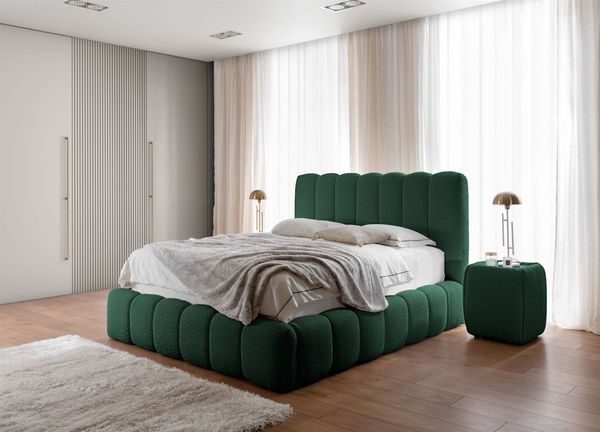 Polsterbett Doppelbett Set. 3 CARSON 120x200cm Stoff Catch Me Moosgrün
