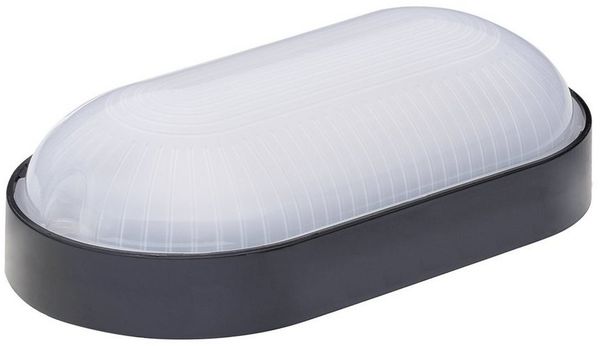 Oktaplex lighting LED Deckenleuchte Kellerlampe schwarz 800lm Ovalleuchte neutralweiß, 9W 800lm, LED fest verbaut, Neutralweiß 4000K, LED Ovalleuchte anthrazit Kellerleuchte Kellerlampe Wandleuchte