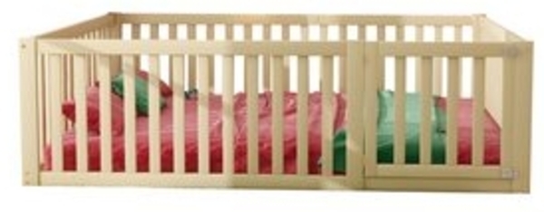 HAUSS SPOLE Kinderbett 140x200 cm Holzboden Bettrahmen mit Zaun und Tür, Holzfarbe (aus Kiefernholz mit Zaun und Tür – vielseitiges Design für Spielräume, sichere Schlafumgebung und kreatives Wohnen, ideal für Kinderzimmer und abenteuerliche Spielbereic... Bild 6