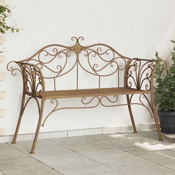vidaXL Gartenbank 2-Sitzanzahl 130 x 47 x 90 cm Stahl Antikbraun 42029543