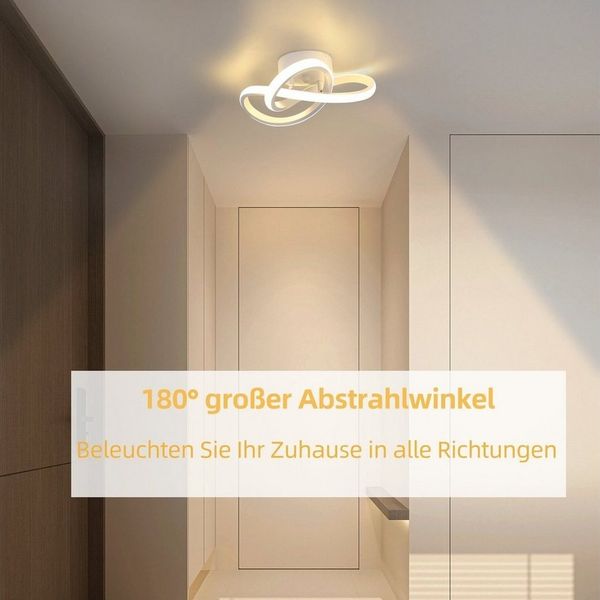 Nettlife LED Deckenleuchte Flurlampe Modern Küchenlampe Schwarz Weiß 3000K Wohnzimmer, Flimmfrei Blendfrei, LED fest integriert, Warmweiß, für Küche Flur Schlafzimmer