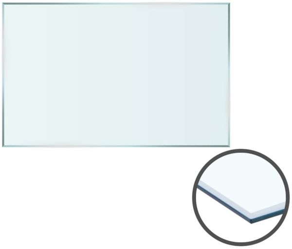 HOOZ Tischplatte aus Glas 100 x 50 x 0,6 cm oder als Funkenschutzplatte für den Kamin (Klarglas, 1 St, ESG-Sicherheitsglas), mit hochwertigem Facettenschliff