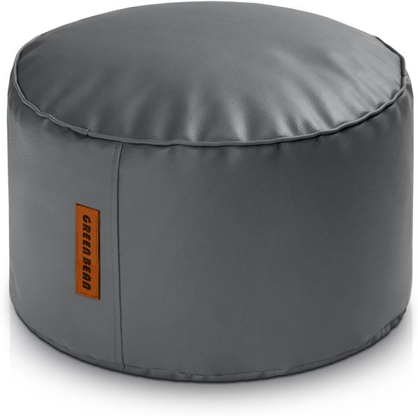 Green Bean® Sitzhocker aus Kunstleder - Pouf mit EPS Perlen Füllung - 43 x 30 cm - perfekte Ergänzung zum Sitzsack - Grau