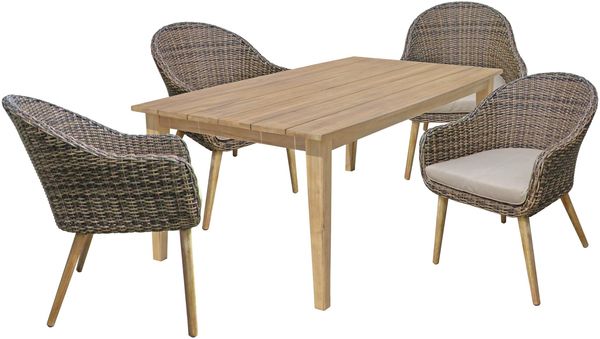 Garten-Sitzgruppe EXTRA - Akazie, Pfefferbraun | Gartenmöbel-Set Gartengarnitur Garten-Essgruppe mit Stühlen und Esstisch