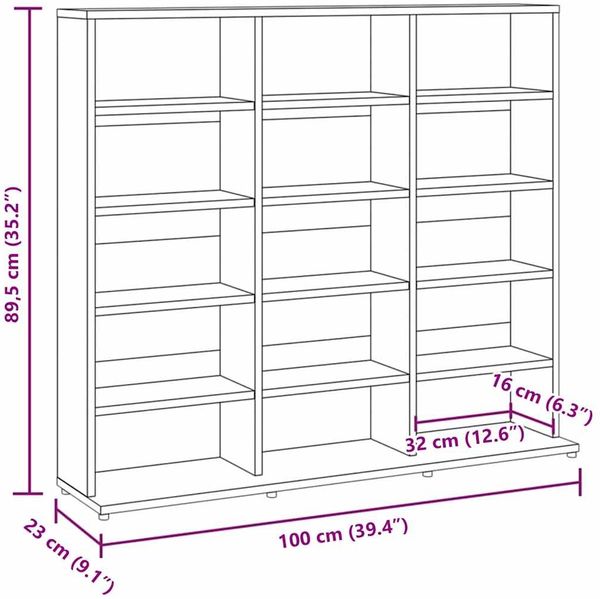 vidaXL CD-Regal Räuchereiche 100x23x89,5 cm Holzwerkstoff 815483 Bild 8