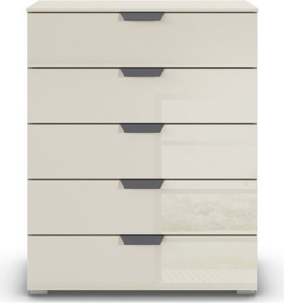 rauch Aditio Box, Kommode, 5 Schubladen, mit Glasfront, mit Softclose-Funktion, Farbe Beige, BxHxT 80x100x42cm Bild 2