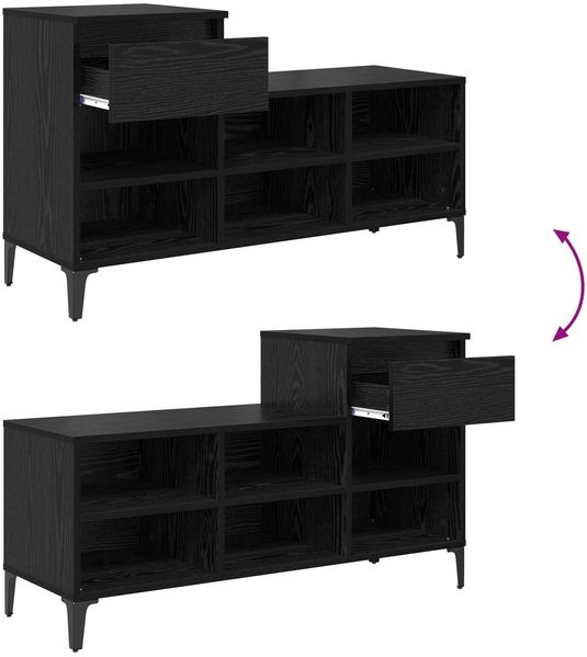 vidaXL Schuhschrank mit Regal Schwarz Eichen-Optik 102 x 36 x 60 cm 881044 Bild 11