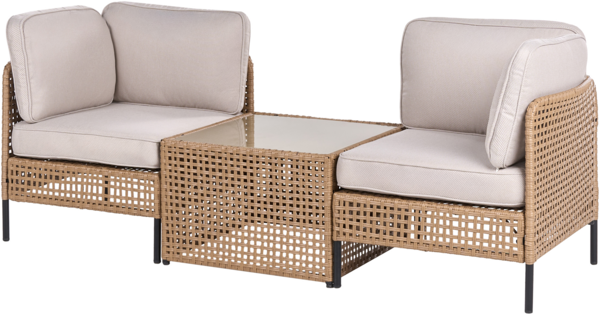 Gartensofa mit Tisch 2-Sitzer OMEGANA Polyrattan Hellbeige