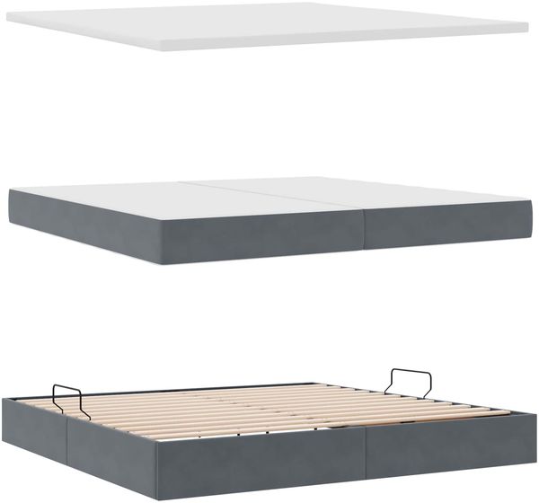 vidaXL Aufbewahrungsbett mit Matratze Dunkelgrau 200 x 200 cm Samt 3370324 Bild 7