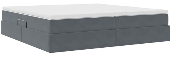 vidaXL Aufbewahrungsbett mit Matratze Dunkelgrau 200 x 200 cm Samt 3370324 Bild 9
