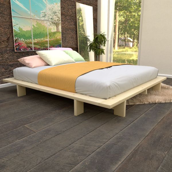 Massivholzbett im japanischen Stil "Komorebi" 90x200 Zirbe
