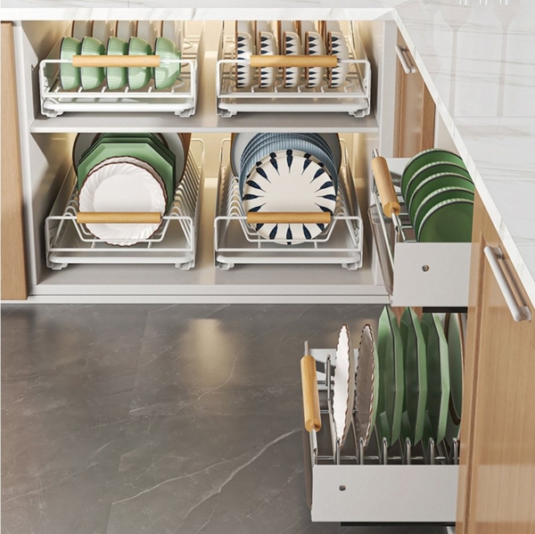 GarveeMore Küchenorganizer-Set Ausziehbare Schrankorganisatoren mit selbstklebendenSchubladenauszügen, Ausziehbare Regale für die Küche Vorratskammer Regale Badezimmer Home Bild 2