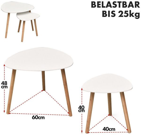 Kubus Couchtisch Bambus-Beistelltisch 2er Set Denali (2-St, 2er Set), Platzsparend