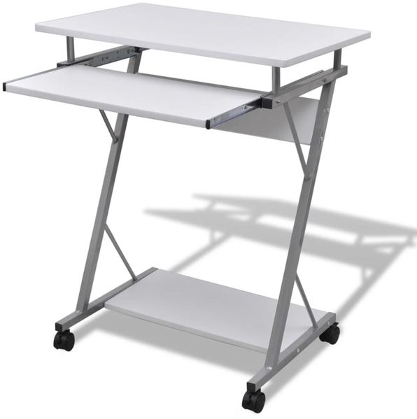 Computertisch Computerwagen PC Tisch Bürotisch Laptop auf Rollen weiß 20053
