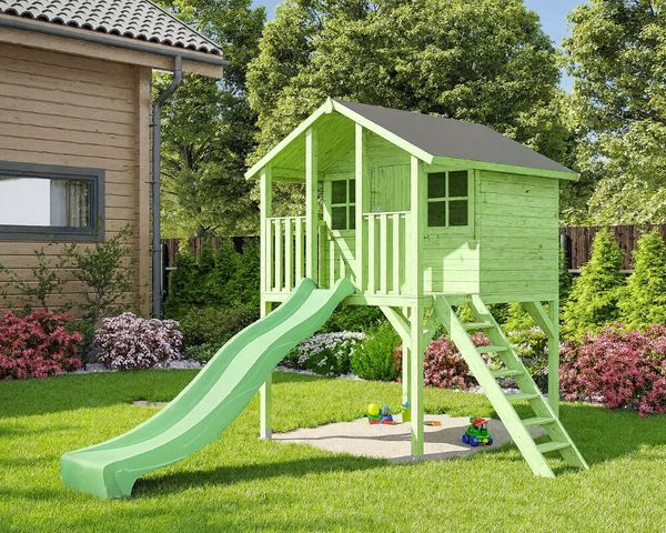 Limited Edition Stelzenhaus Tom / Toby mit Rutsche weißgrün