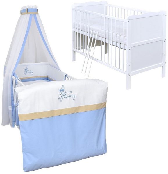 Baby-Delux Komplettbett Babybett Jack Komplettset, 10-tlg, Kinderbett 70x140 cm weiß, Bettset verschiedene Designs