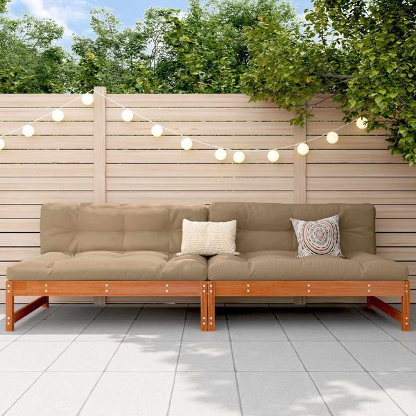 vidaXL Garten Mittelssofa Massives Kiefernholz Wachsbraun 865606