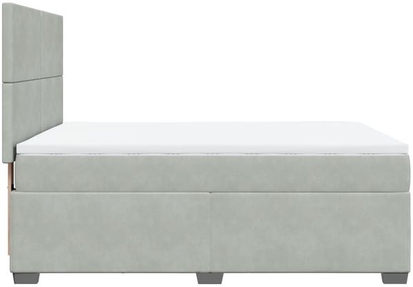 vidaXL Boxspringbett mit Matratze Hellgrau 160x200 cm Samt 3293248 Bild 11